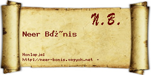Neer Bónis névjegykártya